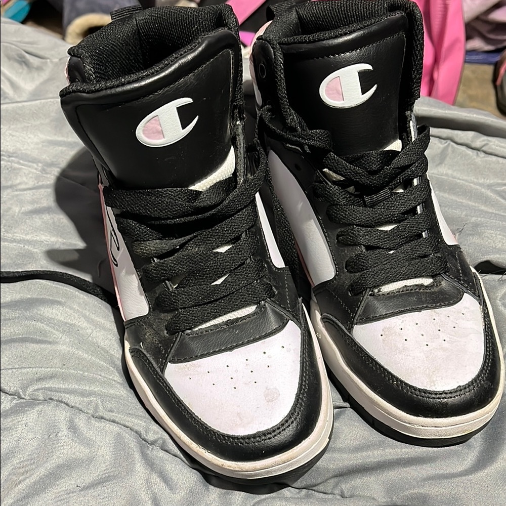 Champion Black and White High-Top Sneakers